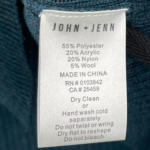 John + Jenn Turtleneck Sweater Ribbed with Lace Up Side Detail Teal Size Large - Picture 5 of 8